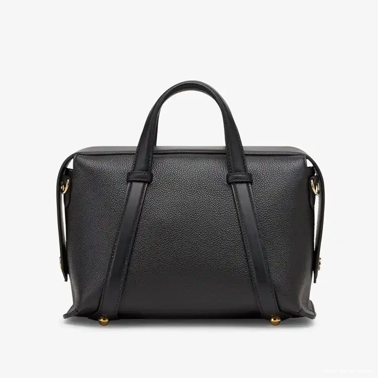 Affordable Leather In Boston 365 Bag Black Fendi Grained Medium 0501